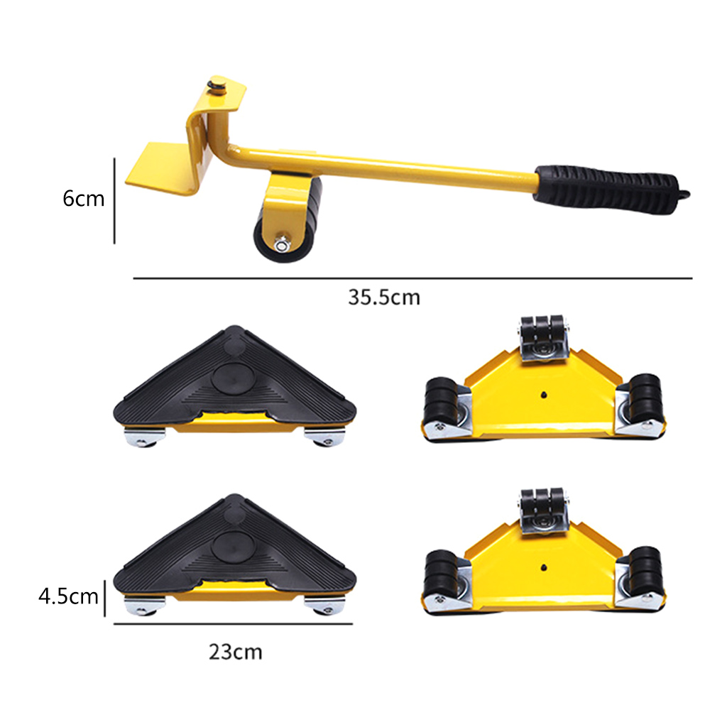 MOMOJIA Furniture Mover Tool Transport Lifter Heavy Stuffs Moving 4 Wheeled Roller Universal Pulley with 1 Bar Set Professional Device