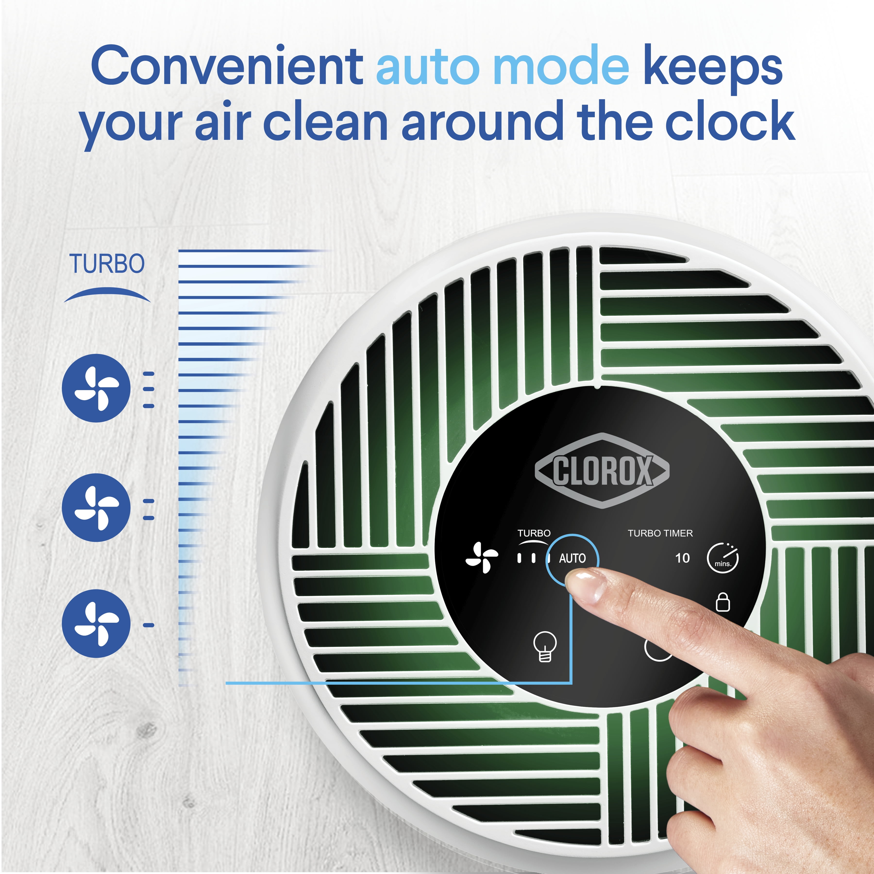 Clorox Large Room Turbo+ True HEPA Air Purifier, Auto Mode, up to 1,650 Sq. Ft. Capacity