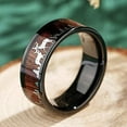 thumbnail image 3 of Wedding Ring Men - 8mm Black Hunter Deer Family Stag Hunting Tungsten Band, 3 of 7