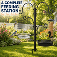 thumbnail image 4 of Pinshey® 92-Inch Bird Feeder Pole for Outdoors, 4-Hook Steel Bird Feeding Station with Bird Bath, Mesh Tray, Tube Feeder, Suet Cage and 5-Prong Base, 4 of 7