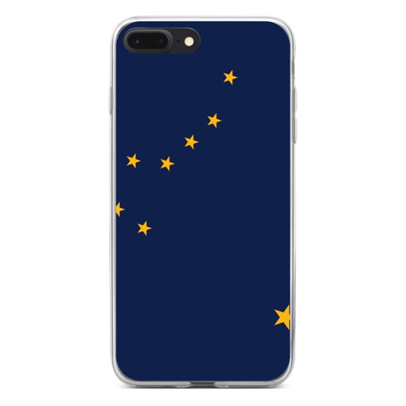 DistinctInk Clear Shockproof Hybrid Case for iPhone 7 PLUS / 8 PLUS (5.5" Screen) - TPU Bumper, Acrylic Back, Tempered Glass Screen Protector - Alaska State Flag - US State Flag
