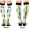 thumbnail image 2 of GZHJMY 1 Pair St. Patrick's Day Clover Compression Socks for Women Men, Knee High Stockings for Athletic Sports,Running,Travel, 2 of 7