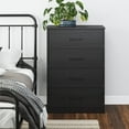 Ameriwood Home BrEZ Build Pearce 4 Drawer Dresser, Black Oak with Easy