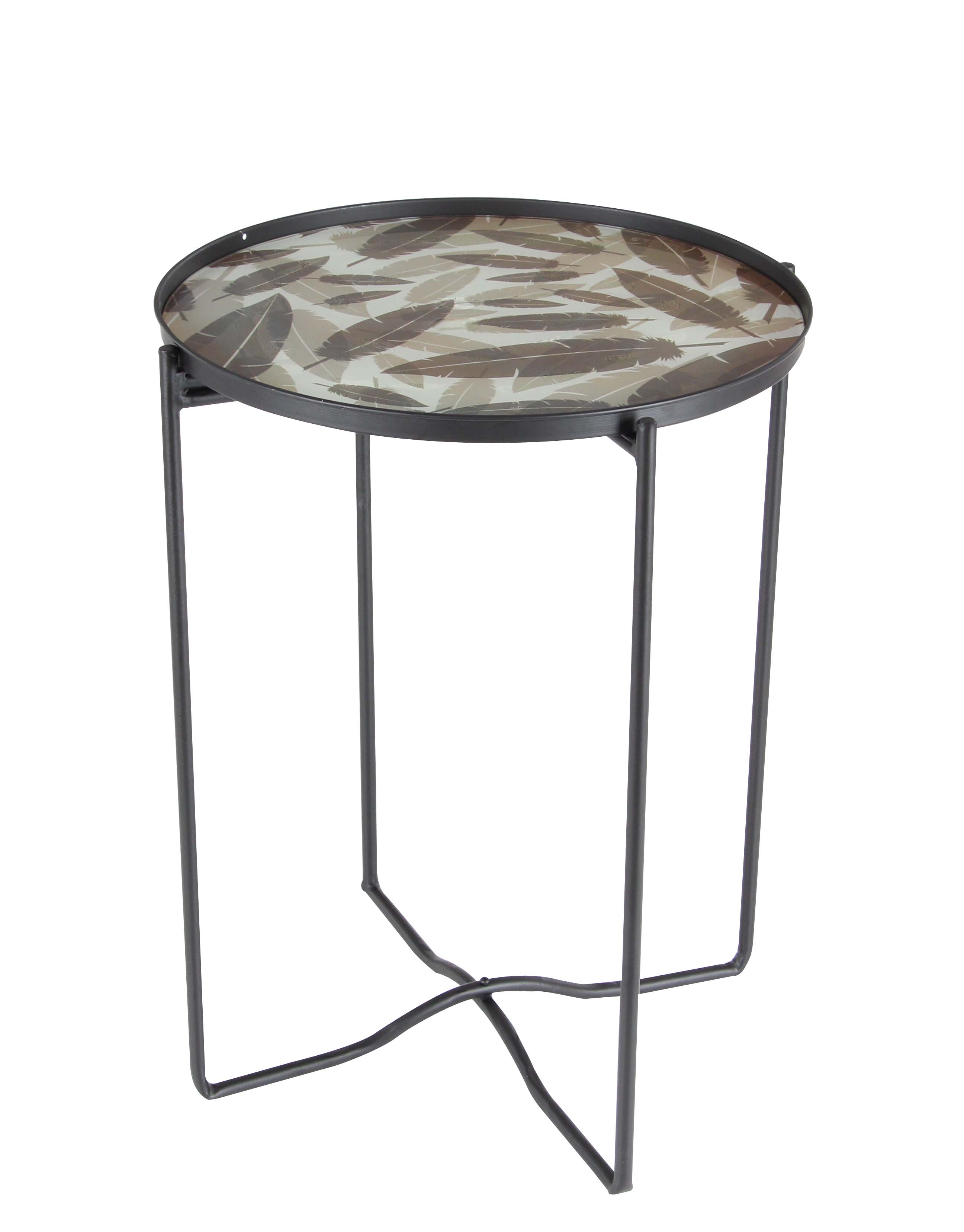 Decmode Contemporary 24 x 19 inch black iron and glass round accent
