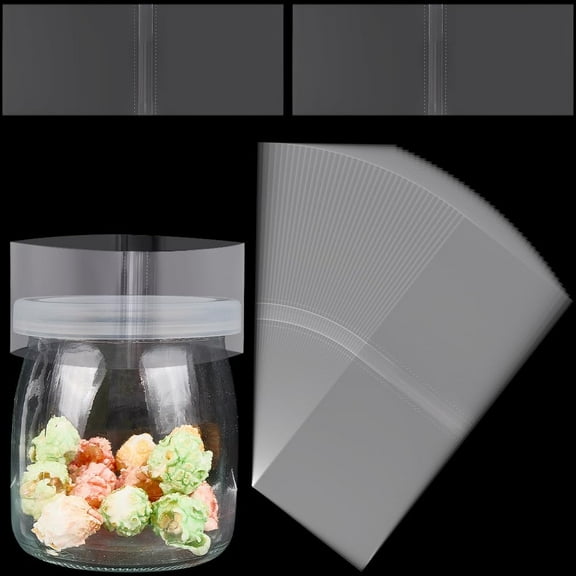 200Pcs Clear Heat Shrink Bottle Seals Shrink Wrap Bands PVC Perforated Rectangle Shrinkable Film Bag Containers Assortment Kit for DIY handcrafting