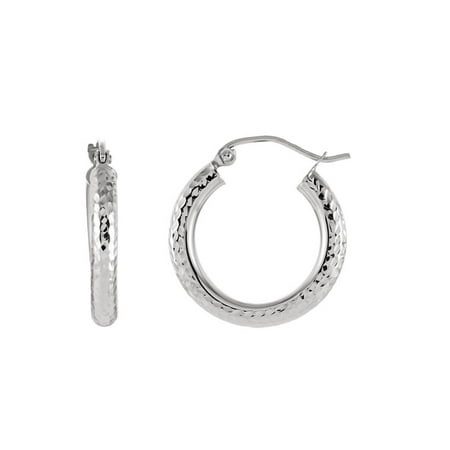 14k White Gold Diamond Cut Hoop Earrings 14k White Gold Diamond Cut Hoop Earrings