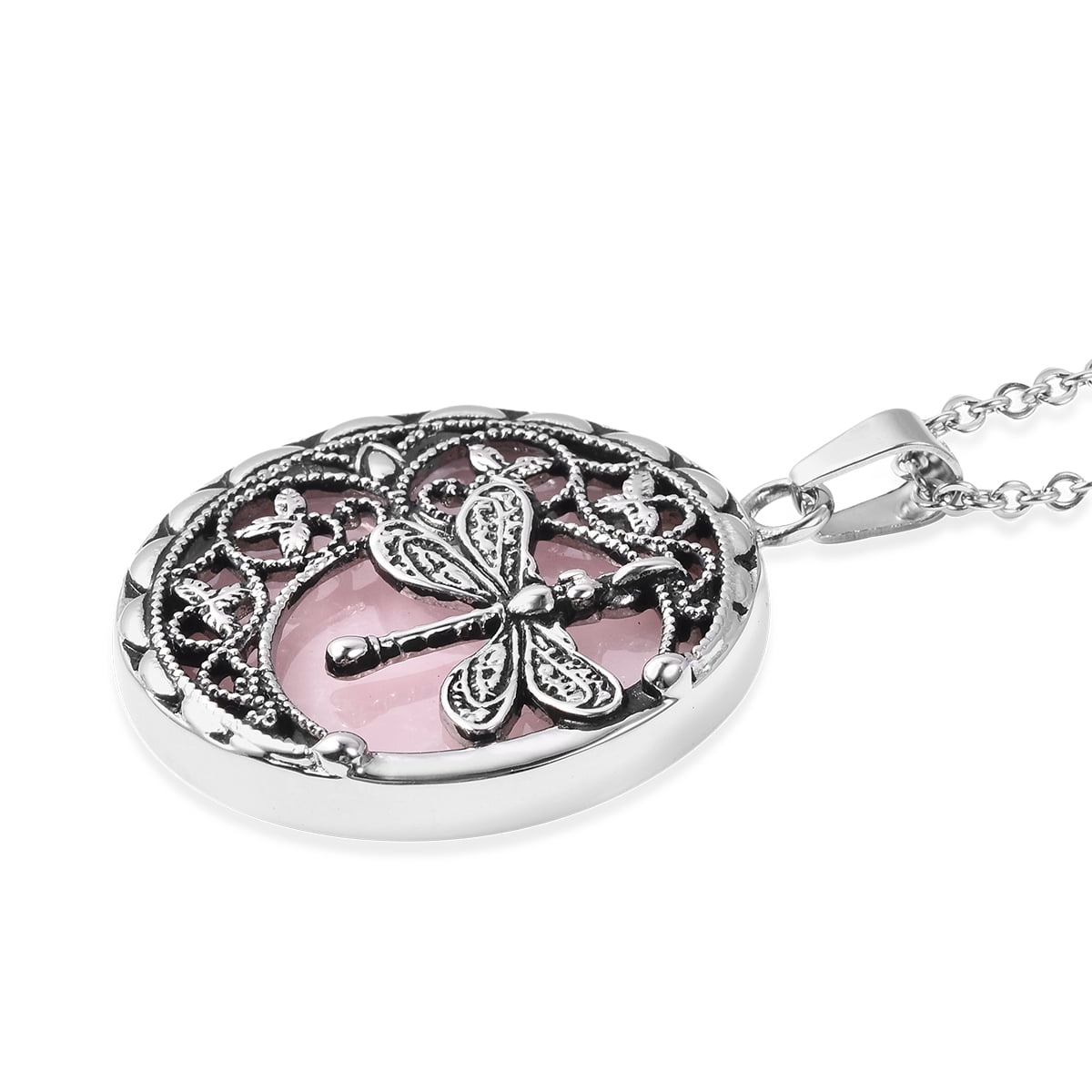 Shop LC Delivering Joy Round Dragonfly Chain Pendant Necklace Vintage Jewelry for Women Gifts for Her Stainless Steel 20