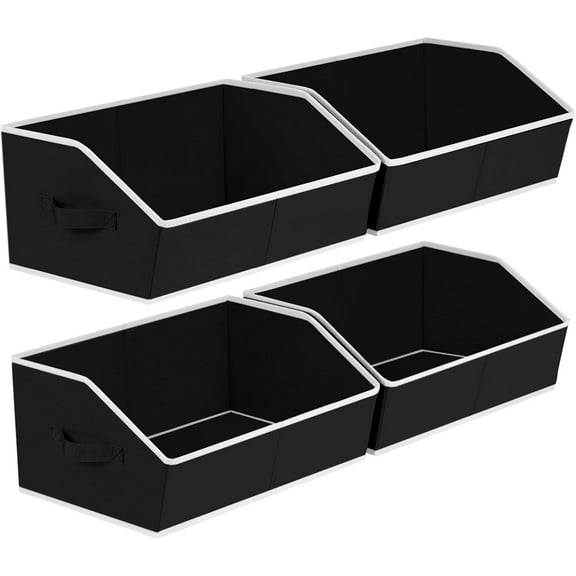 Closet Organizers Bins 6 Packs - Large Closet Shelf Organizer with Handles, Fabric Trapezoid Storage Bins, Collapsible Storage Cubes for Clothes, Towels, Light Gray