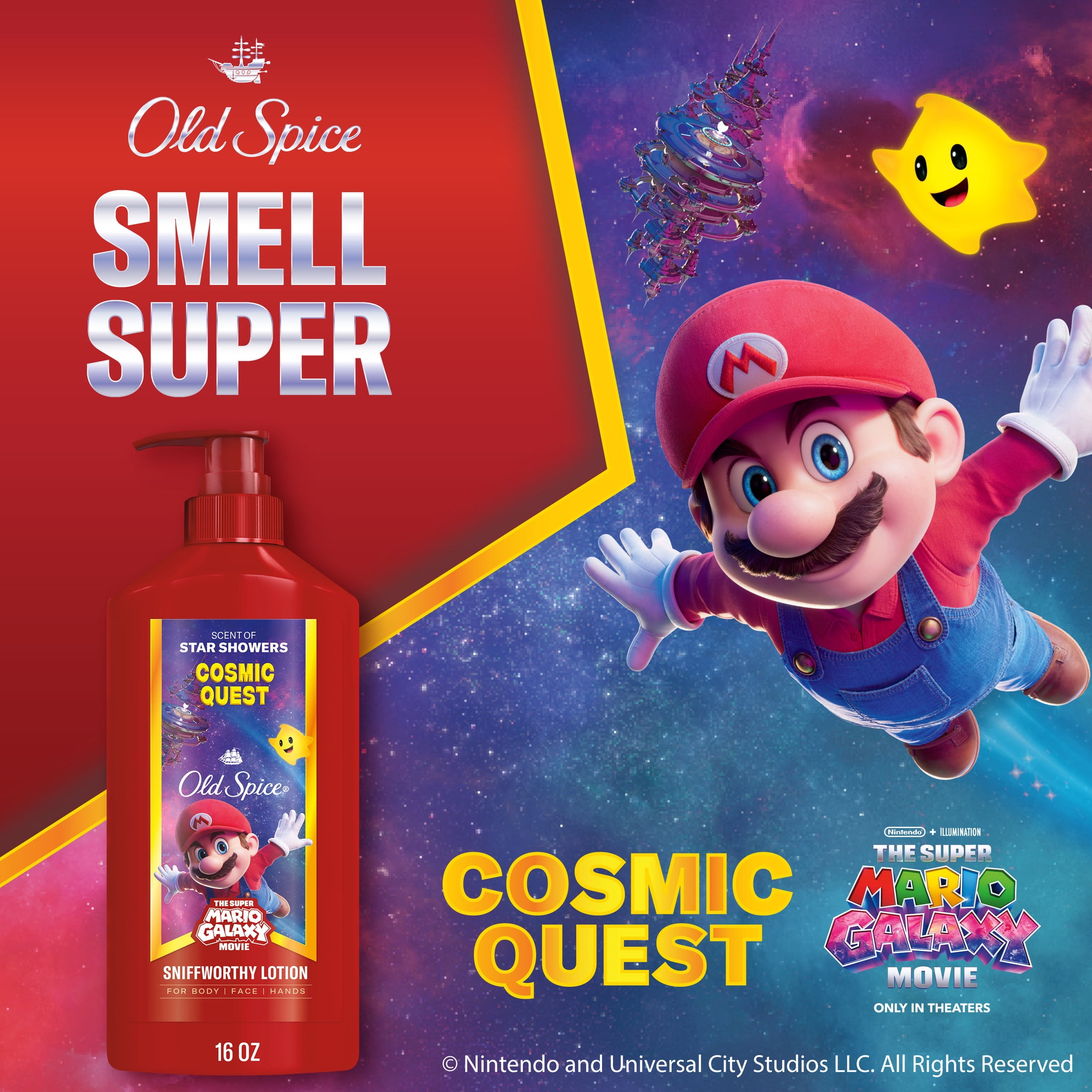 Old Spice Hand and Body Lotion for All Skin Types, Cosmic Quest, Old Spice x The Super Mario Galaxy Movie, 16oz