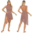 thumbnail image 3 of Aislor Womens Lyrical Dance Figure Skating Sleeveless Chiffon Flowy High-Low Leotard Dress A Dusty Pink S, 3 of 7