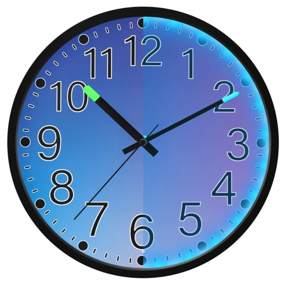 Ryvnso Blue Gradient-z1 12 Inch Night Light Wall Clock Silent Battery Operated Luminous Clocks