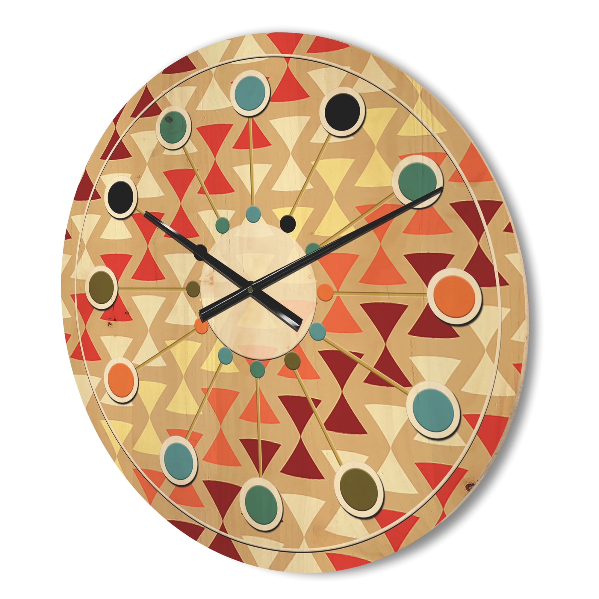 Designart 'Retro Triangular Design IX' Mid-Century Modern Wood Wall Clock