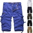 thumbnail image 3 of Lovskoo Cargo Shorts for Men Solid Color Cargo Shorts Multi Pockets Relaxed Summer Beach Shorts Pants Navy, 3 of 3