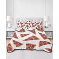 thumbnail image 2 of Quilts Twin Size Bedding Set, Pizza Modern Art Lightweight Quilted Comforter, Farmhouse Art Red Soft Reversible Bedspread Coverlet with Pillow Covers for All Season, 68" x 86", 2 of 7