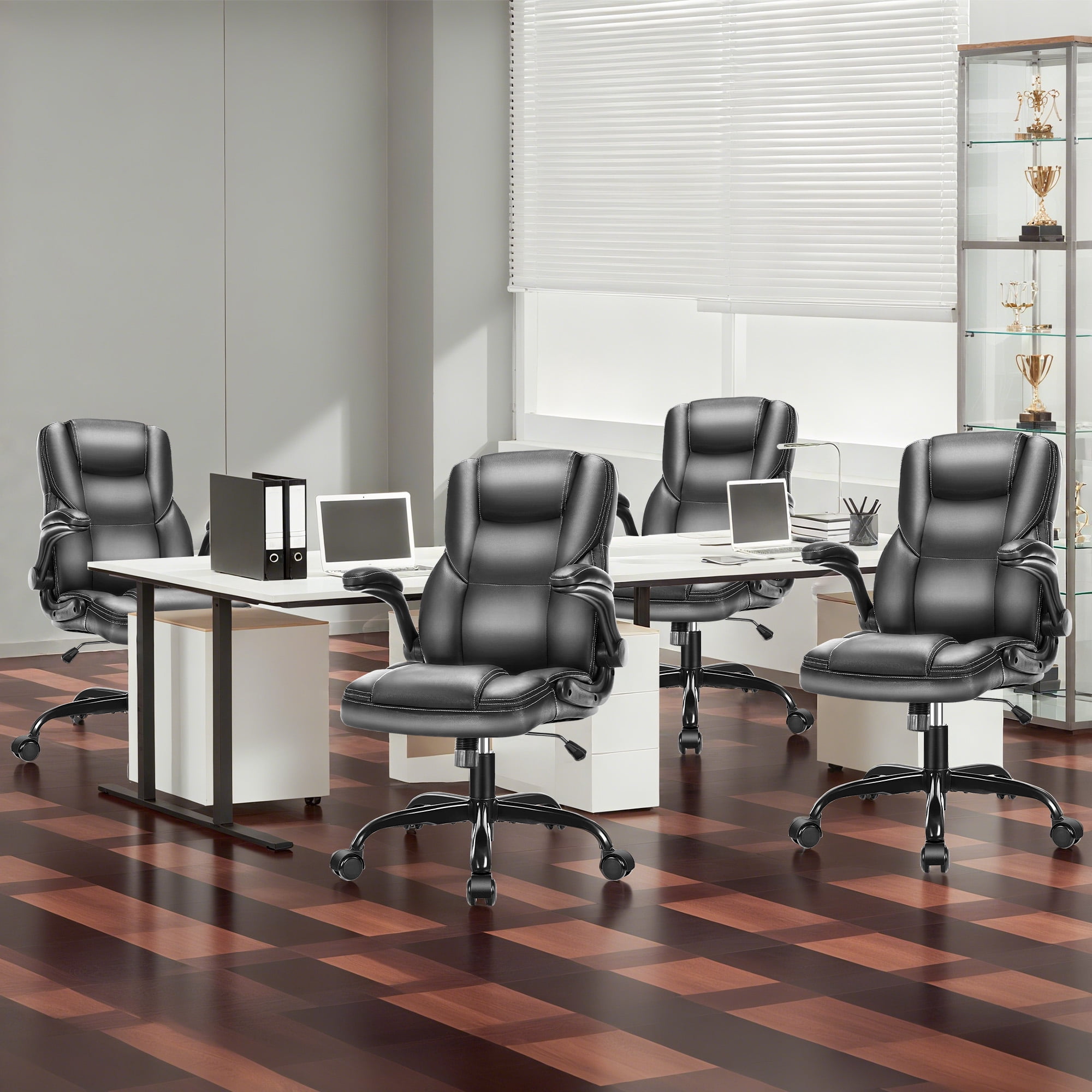JONPONY Leather Office Chair, Big and Tall Office Chair 400LBS Wide Seat Ergonomic Computer Desk Chair High Back Executive Leather Chair Adjustable Task Chair Lumbar Back with 1-Year Warranty, Black