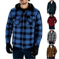 thumbnail image 2 of ZCFZJW Men's Thick Fleece Plaid Jacket Flannel Shirts Big and Tall Regular FIt Casual Fall Winter Sherpa Lined Full Snap Button Up Hoodie Warm Cardigan Outwear Coat with Pockets Red L, 2 of 4