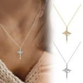 thumbnail image 3 of DLQT Rotating Crown Gold Crown Necklace Rotating Circle Cross Zircon Crown Cross Necklace, 3 of 7