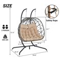 thumbnail image 2 of 2 Person Double Swing Egg Chair with Stand, 600lbs Capacity Outdoor Patio Wicker Hanging Patio Lounge Chair w/Cushions and Pillows, Oversized Hand-woven Hammock Chair Set for Patio/Yard/Garden/Porch, 2 of 9