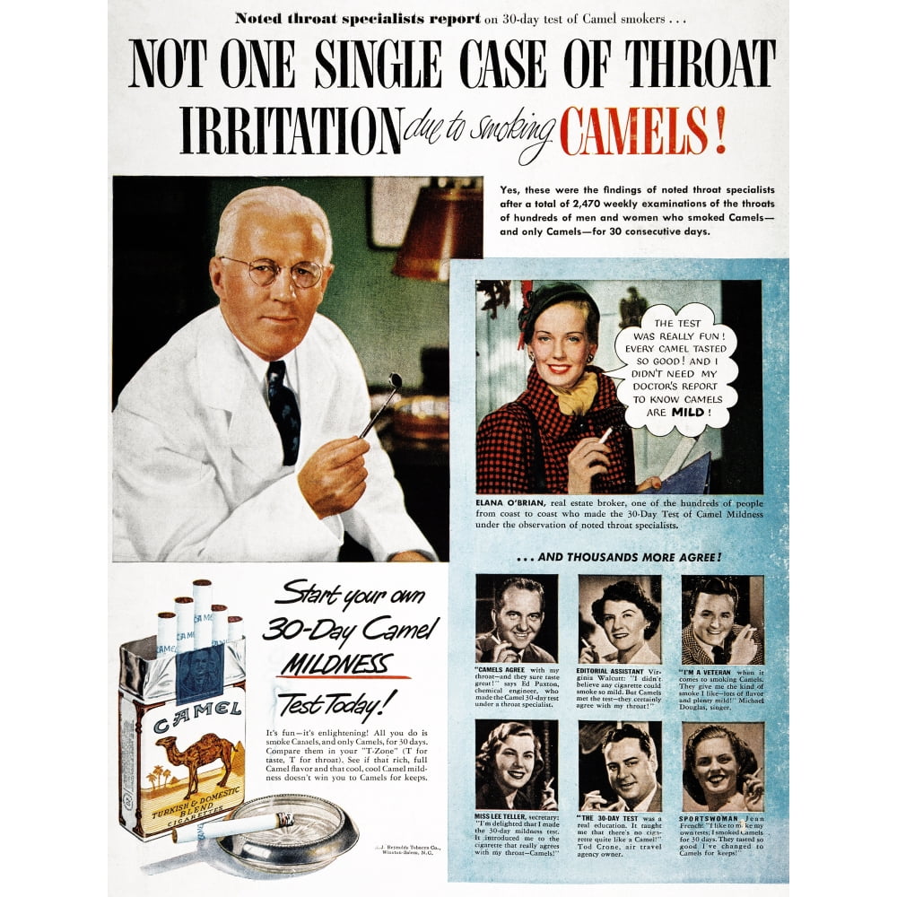 Camel Cigarette Ad 1950 NNot One Single Case Of Throat ...