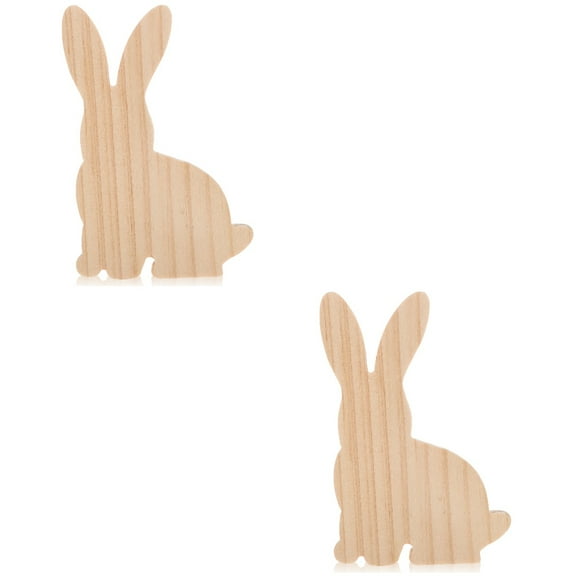 unbranded 2pcs Wood Bunny Decor Easter Rabbit Craft Easter Wooden Bunny Cutouts Decorative Small Bunny Craft
