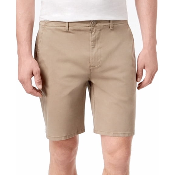 Mens Shorts Sateen Flat Front Zip-Fly Chinos Stretch 38