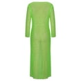 thumbnail image 5 of Women Dresses Plus Long Sleeved Sexy Round neck Leisure Dresses Solid Fashion Dresses Green Trendy Skirt Size L, 5 of 6