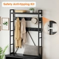 thumbnail image 4 of Coat Rack, Metal Panel Entryway Hall Tree,Shoe Storage, Entryway Bench, Removable Hooks, 4 of 9