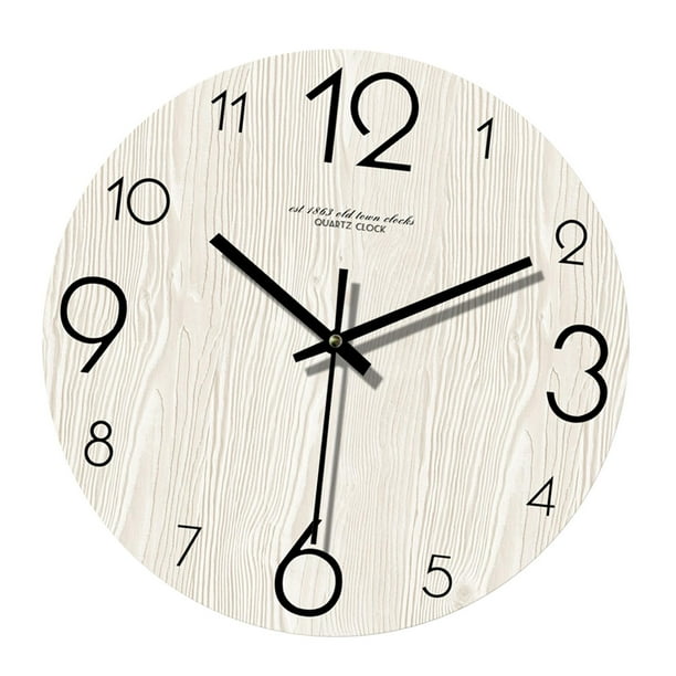 Reloj de pared decorativo redondo de 12 pulgadas, silencioso, elegante y único. Blanco