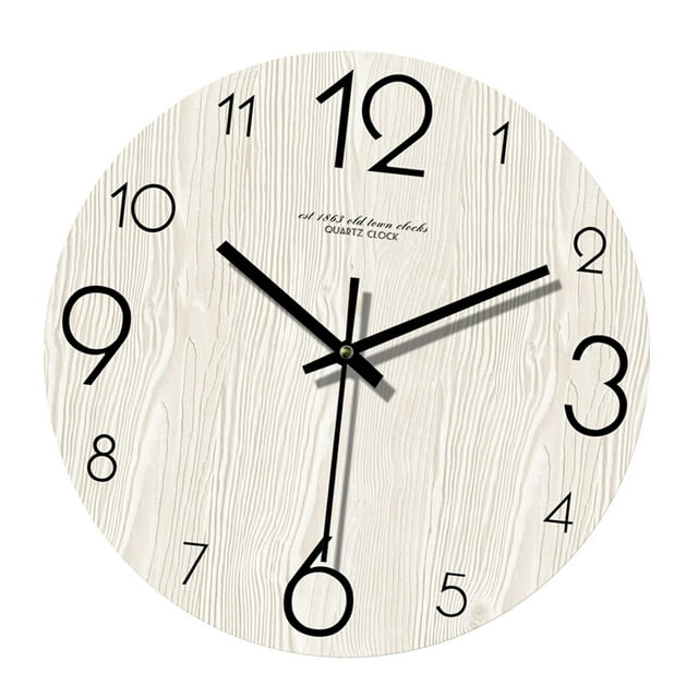 Reloj de pared, reloj decorativo, madera minimalista, 30 cm, adorno único de arte de pared Blanco