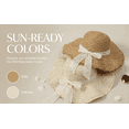 thumbnail image 5 of Roiihwy Summer Sun Beach Hats for Women, Wide Brim Straw Hats with Ruffled Bowknot, Khaki, Foldable Woven Sun Hat UV Protection on Clearence, 5 of 9