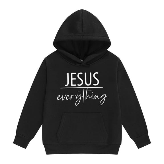Tiijoy Toddler Girls Hoodie Jesus Themed Letter Print Loose Hooded Sweatshirt, Sizes 2-3T