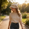 thumbnail image 4 of BotaniNest Japanese Style Pleated Ruffle Beret – Casual Knit Cap With Lace Trim For Autumn Winter, 4 of 7