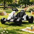 thumbnail image 6 of 24V Electric Go-Kart Dual 150W Motors Adjustable Seat 11.2MPH High Speed Slow Start 5-Point Harness, White, 6 of 7