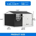 thumbnail image 5 of Dextrus 10x10ft Storage Shed with Windows, Lockable Doors & Sloped Roof, Gray for Patio, Backyard, Garage and Lawn, 5 of 9