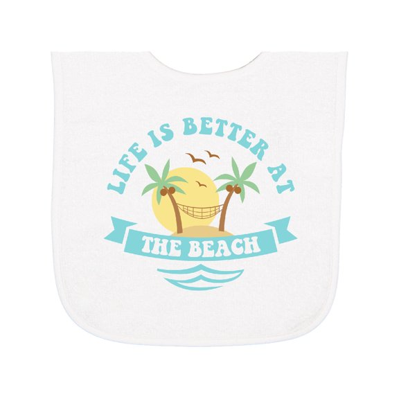 Inktastic Life's Better at the Beach Baby Terry Cloth Bib