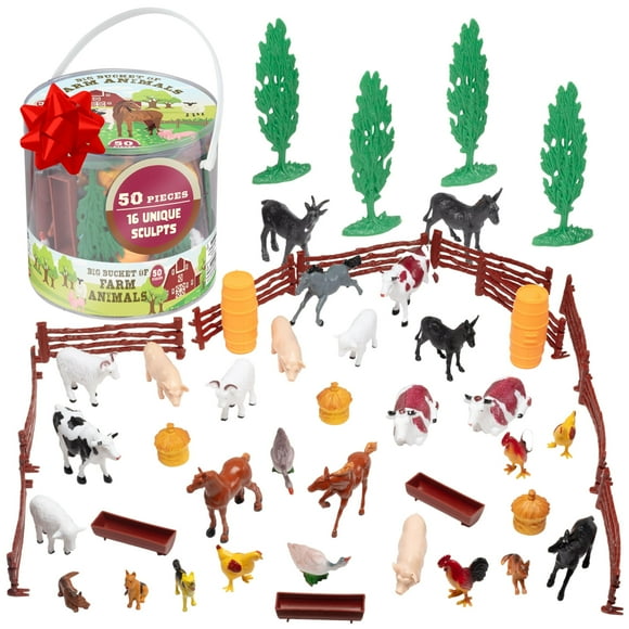 Figura de acción de juguete de animales de granja, juego de 50 piezas, diferentes animales de corral y accesorios, incluidos caballos, pollos, ovejas y más, ideal para juegos de simulación, regalos de