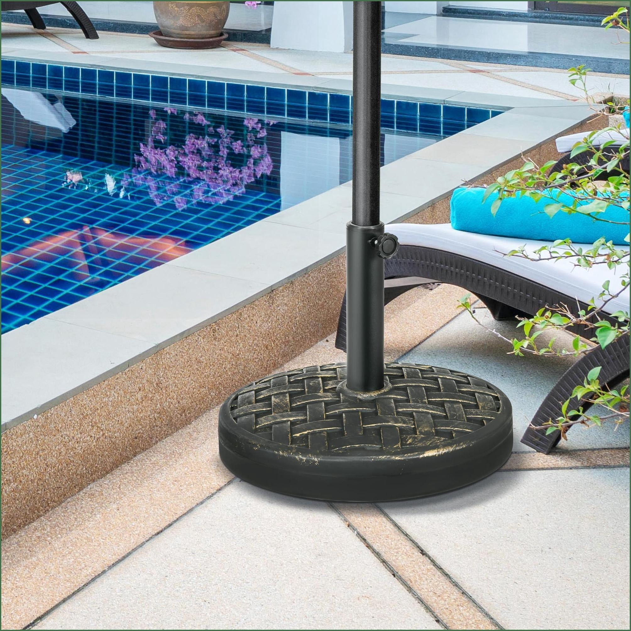 Patio Umbrella Base, 40 lbs Heavy Duty for Patio Lawn Poolside, Fits 1.5"/2" Poles, Bronze Tan Brown | Concrete | Beige