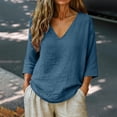 thumbnail image 2 of Petite Tops for Women Peasant Tops for Women Lightweight Linen Blouses for Women Fitted Tops for Women Shirts for Women Women's Linen Blouses Beach Shirts for Women Womens Summer Tops, 2 of 7
