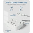 thumbnail image 4 of LENCENT 2-Prong Power Strip with USB, 6.6ft Extension Cord, Surge Protector, 3 Outlets & 3 USB, Wall-Mountable, 4 of 9