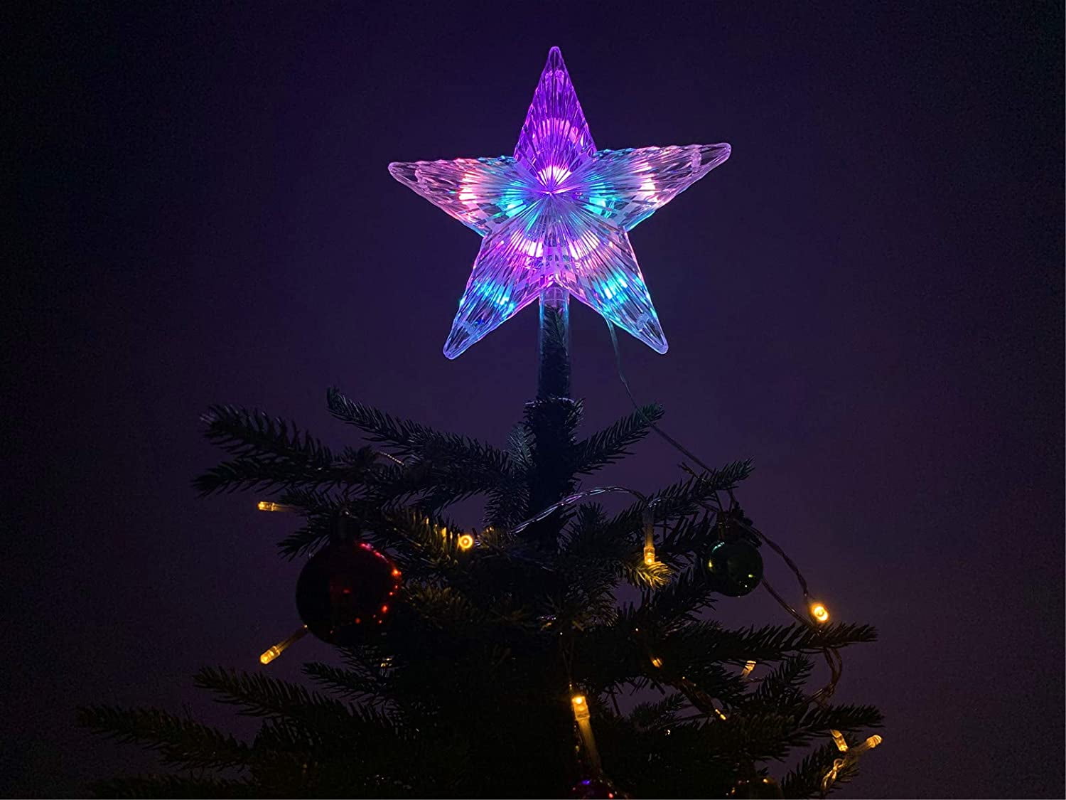 Xmas Ornament Christmas Tree Topper Star LED Light Up Tree Topper