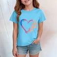 thumbnail image 2 of Gubotare Shirts for Teens Girls Girls' Basic Short Puff Sleeve Round Neck T Shirt Size 9-10 (Sky Blue,9-10 Years), 2 of 6