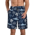 thumbnail image 2 of Uemuo Hawaii Palms Pattern Men's Swim Trunks Hawaiian Beach Bathing Suit Swimsuits Beach Quick-Dry Shorts with Pockets-3X-Large, 2 of 9