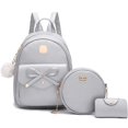 thumbnail image 1 of Mochila I IHAYNER de piel para niñas y niños, 3 piezas, plateada, 1 of 6