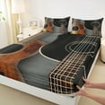 thumbnail image 3 of Feelyou Vintage Wooden Guitar Queen Sheet Sets, Pop Hip Hop Music Flat Sheet, Teen Boy Girl Kid Queen Fitted Sheet, Luxury Bedroom Decor, 4 Pieces, 3 of 7