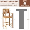 thumbnail image 3 of Gymax Set of 2 Acacia Wood Barstools 29'' Bar Chair w/ Sector Backrest & Slatted Seat, 3 of 8