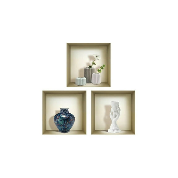 Mi Alma Multicolor Vase 3D Niche Wall Art Decals - Removable Vinyl 3pcs