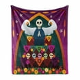 thumbnail image 1 of Sugar Skull Soft Flannel Fleece Throw Blanket, Angel Head on top of Altar to Celebrate Dia de los Muertos, Cozy Plush for Indoor and Outdoor Use, 50" x 60", Multicolor, by Ambesonne, 1 of 6