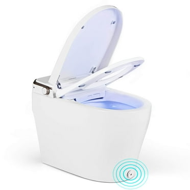 Costway Smart Toilet Elongated Bidet Toilet with Adjustable Heated Seat & Dryer Night Light 1000 Gram MaP Flushing Score