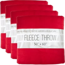 (24 Pack) Bulk Fleece Throw Blankets for Wedding Favors, Homeless Women, Men, Homes, Bed, Sofa, Couch, Office, Pet Blankets, Travel | Soft Warm Lightweight Throw Blankets in Bulk (Red)
