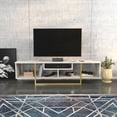 thumbnail image 2 of Asal 59" Modern Metal Frame Wood TV Stand for 65 inch TV Marble White Gold, 2 of 5